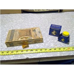 WATERMAN'S INKWELL (FULL) AND TOBACCO BOX