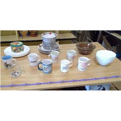 MUGS, CHINA, BOWLS, PLATES, ETC.