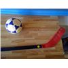 Image 2 : Badminton Rackets, Mini Soccer Ball, Pool Noodles, and Indoor Hockey Stick