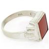 Image 6 : Men's Antique 14k White Gold Rectangular Cut Carnelian Solitaire Ring Size 10.5