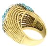 Image 8 : Hand Made 18k TT Gold 2.60 ctw Turquoise & Diamond Dome Cocktail Ring