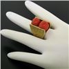 Image 8 : 18k Yellow Gold Spinning Faceted Coral Bead Textured Matte VERY HEAVY 40.1g Ring