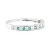 Image 1 : 0.22 ctw Emerald and Diamond Straight-Line Double Milgrain Band - 10KT White Gol