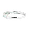 Image 3 : 0.22 ctw Emerald and Diamond Straight-Line Double Milgrain Band - 10KT White Gol