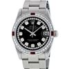 Image 1 : Rolex Womens Midsize 31mm Black String Diamond & Ruby Datejust Wristwatch