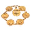 Image 5 : Chanel Vintage Gold CC Rue Cambon Coin Medallion Charm Bracelet