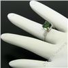 Image 8 : Vintage Platinum 2.03 ctw Green Tourmaline and Baguette Diamond Ring