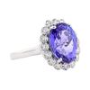 Image 1 : 9.25 ctw Tanzanite and Diamond Ring - Platinum