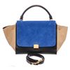 Image 1 : Celine Blue Beige Black Suede Leather Trapeze Two-Way Bag