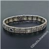 Image 2 : Art Deco Etched 14kt White Gold Diamond and Sapphire Filigree Line Bracelet