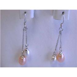829 Dangling Pearl and Silver Earrings