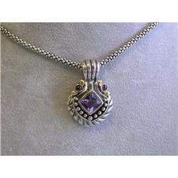 833 Silver Necklace with Gemstones Pendant