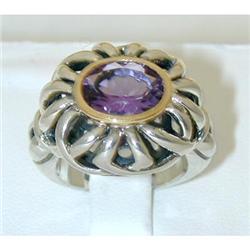 835 BJC Silver/14K Gold Amethyst Ring