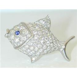 836 TIFFANY & CO. Platinum Diamond Pin w/Sapphire