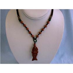 839 String Necklace with Colored Stone Pendant