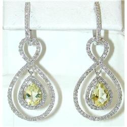 850 14KW Gold Lemon Citrine Earrings w/Diamond