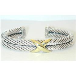 860 DAVID YURMAN Silver/14k Gold Bangle