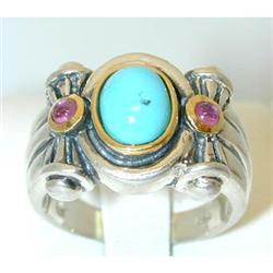 877 Silver/14K Gold Tourmaline Ring