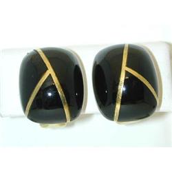 3968 TIFFANY & CO. 18K Gold Onyx Earrings