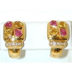 8514 SALAVETTI 18K Gold Pink/Yellow Sapphire Earring w/