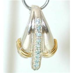 8518 Silver/ 18K Gold Pendant w/ Blue Topaz/ Sapphire