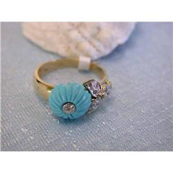 8529 14k Yellow Gold Ring with Turquoise and Diamonds