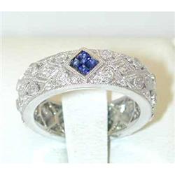 5477 EFJ 18K White Gold Ring w/Sapphire/Diamond