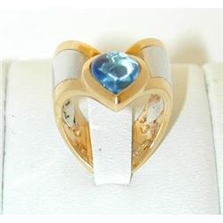 5417 MARINA B 18k 2 tone Gold Blue Topaz Ring