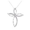 Image 2 : 14KT White Gold 0.60 ctw Diamond Cross Pendant with Chain