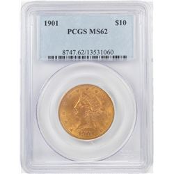 1901 $10 Liberty Head Eagle Gold Coin PCGS MS62