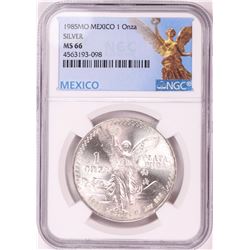 1985Mo Mexico 1 Onza Libertad Silver Coin NGC MS66