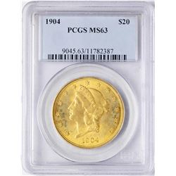 1904 $20 Liberty Head Double Eagle Gold Coin PCGS MS63