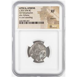 393-294 BC Attica Athens AR Tetradrachm Athena Owl Coin NGC XF