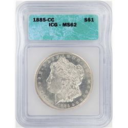 1885-CC $1 Morgan Silver Dollar Coin ICG MS62