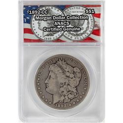 1892-CC $1 Morgan Silver Dollar Coin ANACS Certified Genuine