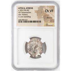 393-294 BC Attica Athens AR Tetradrachm Athena Owl Coin NGC CH VF