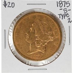 1875-S Type 2 $20 Liberty Head Double Eagle Gold Coin