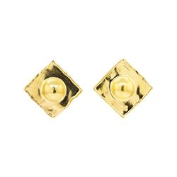 22KT Yellow Gold Square Fashion Clip Earrings