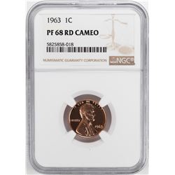 1963 Proof Lincoln Memorial Cent Coin NGC PF68RD Cameo