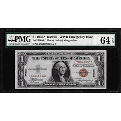 1935A $1 Hawaii WWII Emergency Silver Certificate Note PMG Choice Uncirculated 64EPQ