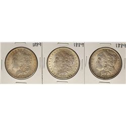 Lot of (3) 1889 $1 Morgan Silver Dollar Coins