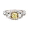 Image 2 : 18KT White and Yellow Gold 1.20 ctw Yellow and White Diamond Ring