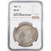 Image 1 : 1887 $1 Morgan Silver Dollar Coin NGC MS65