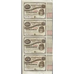 Uncut Sheet of (4) State of Louisiana Baby Bond Obsolete Notes