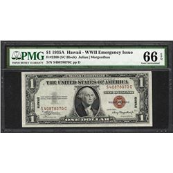 1935A $1 Hawaii Silver Certificate WWII Emergency Note PMG Gem Uncirculated 66EPQ