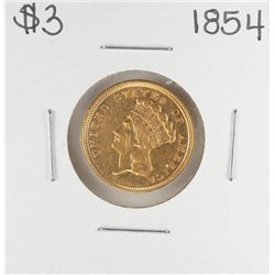 1854 $3 Indian Princess Head Gold Dollar Coin