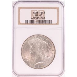 1923 $1 Peace Silver Dollar Coin NGC MS65