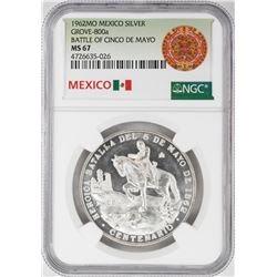 1962Mo Mexico Battle of the Cinco De Mayo Silver Coin NGC MS67