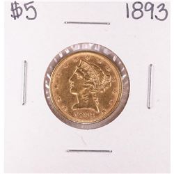 1893 $5 Liberty Head Half Eagle Gold Coin