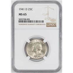 1941-D Washington Quarter Coin NGC MS65